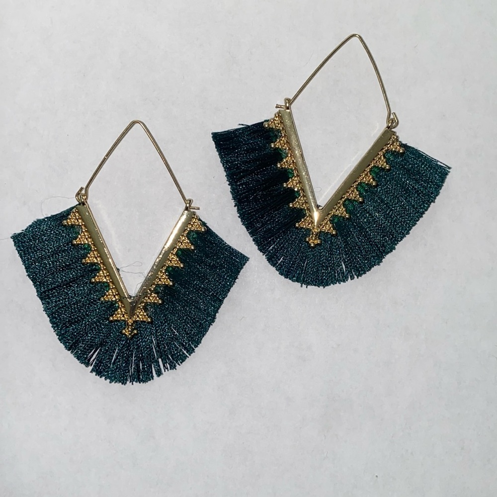 Green Fringe Earrings
